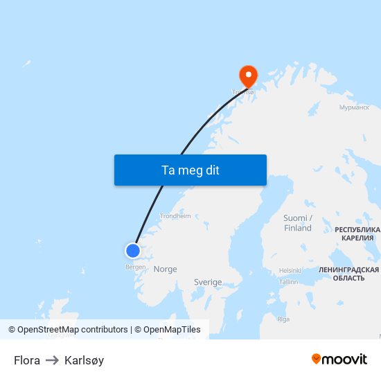 Flora to Karlsøy map