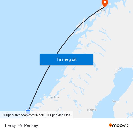 Herøy to Karlsøy map