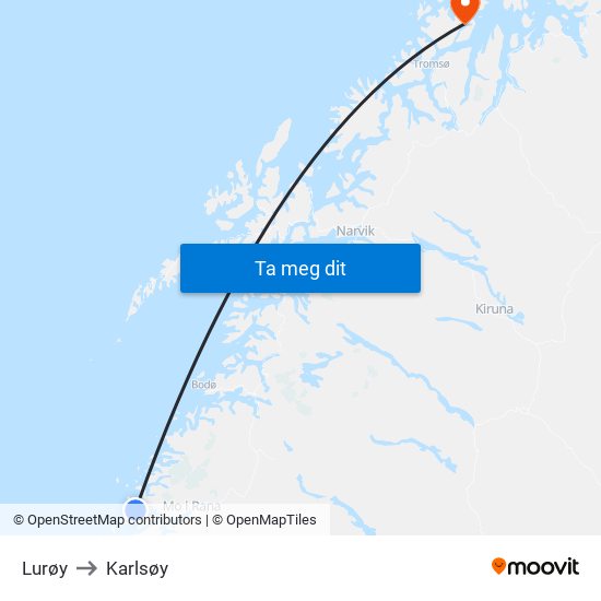 Lurøy to Karlsøy map