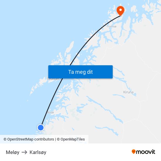 Meløy to Karlsøy map