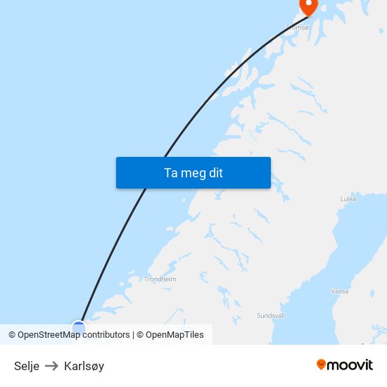 Selje to Karlsøy map