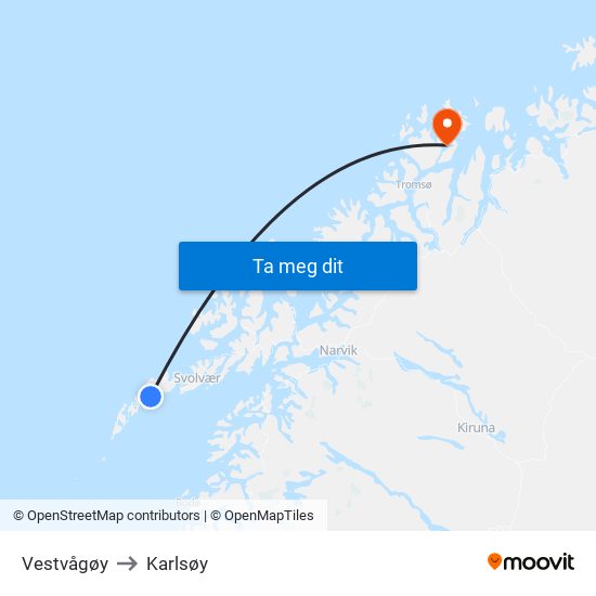 Vestvågøy to Karlsøy map