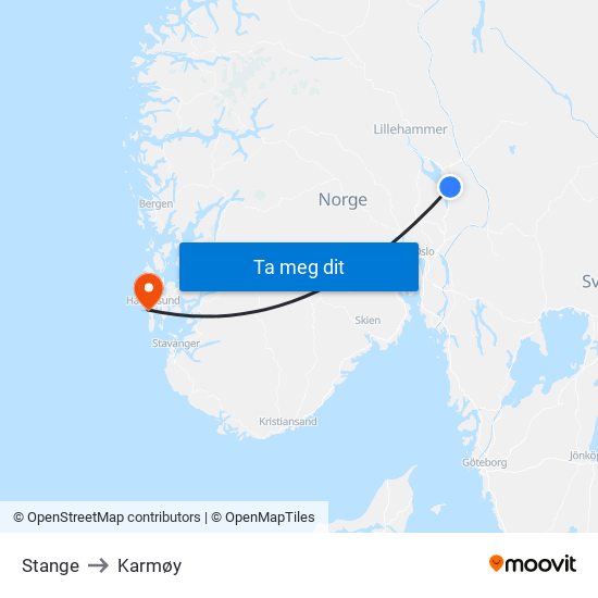 Stange to Karmøy map