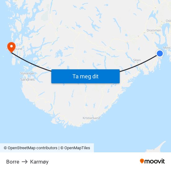 Borre to Karmøy map