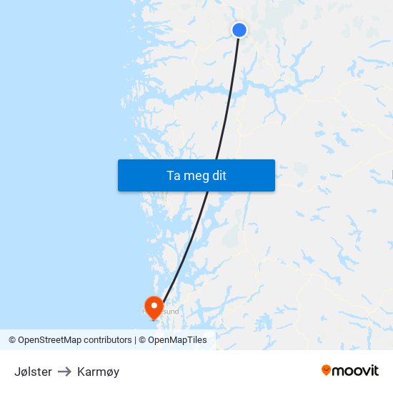 Jølster to Karmøy map