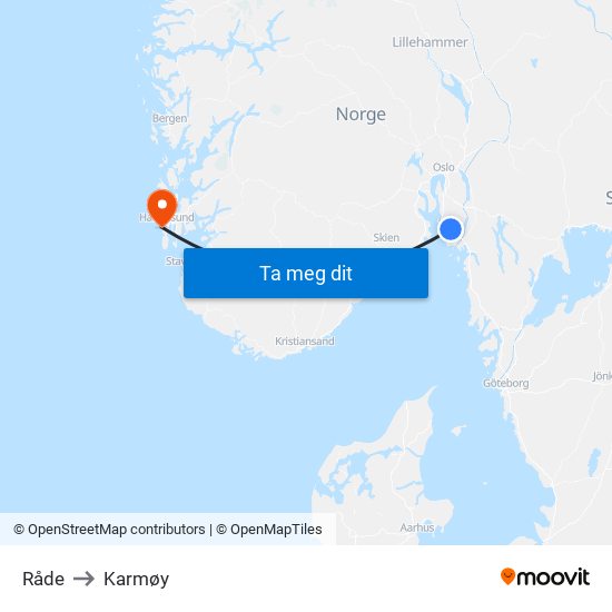 Råde to Karmøy map