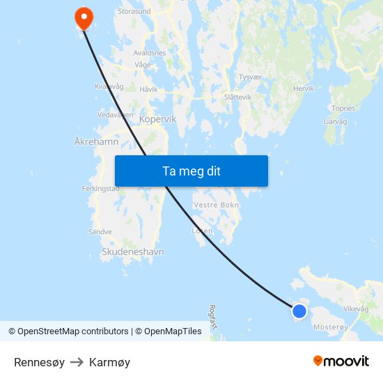 Rennesøy to Karmøy map