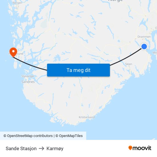 Sande Stasjon to Karmøy map