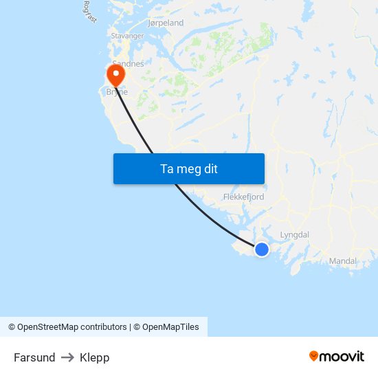 Farsund to Klepp map
