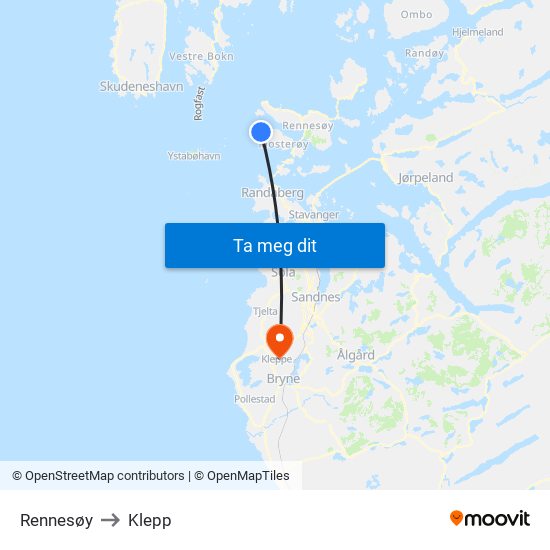 Rennesøy to Klepp map