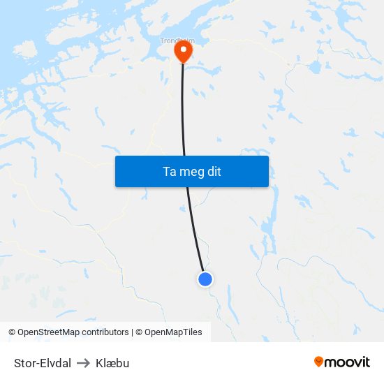 Stor-Elvdal to Klæbu map