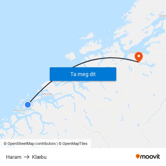 Haram to Klæbu map