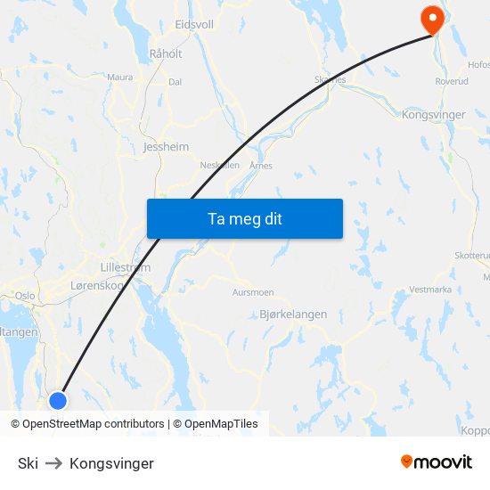 Ski to Kongsvinger map