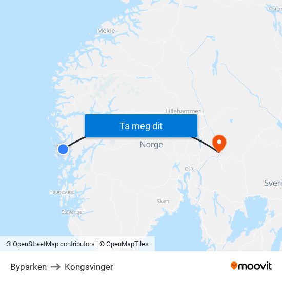 Byparken to Kongsvinger map