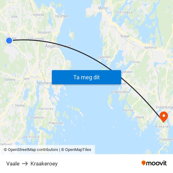 Vaale to Kraakeroey map