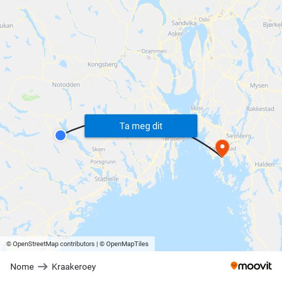 Nome to Kraakeroey map