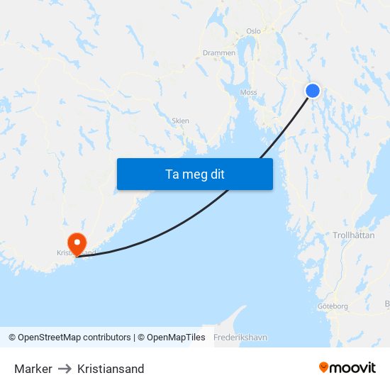 Marker to Kristiansand map