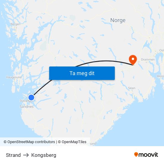 Strand to Kongsberg map