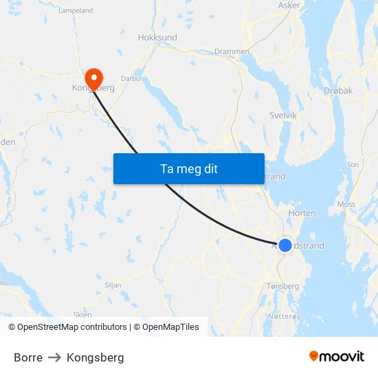 Borre to Kongsberg map