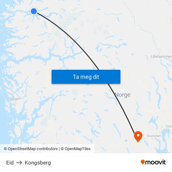 Eid to Kongsberg map