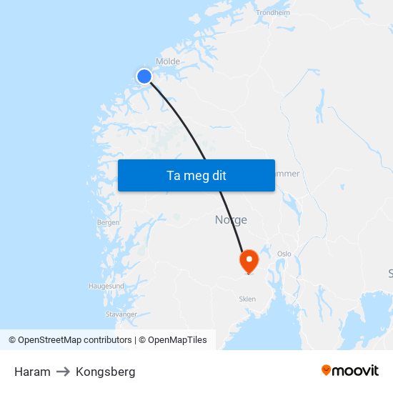 Haram to Kongsberg map