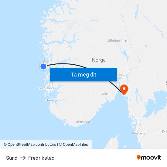 Sund to Fredrikstad map