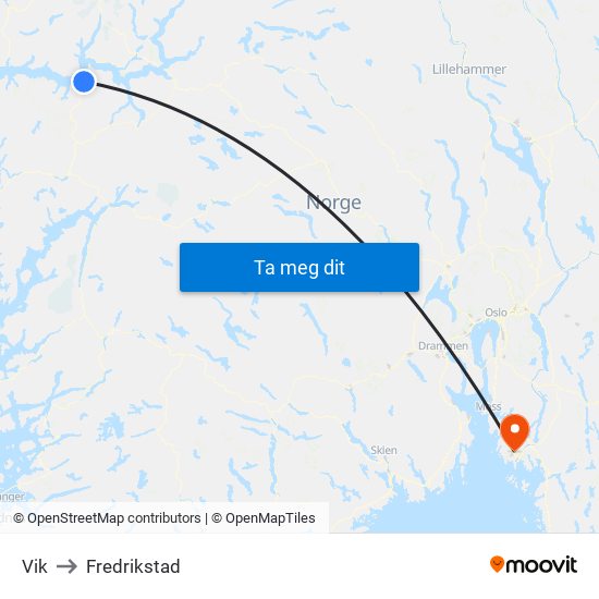 Vik to Fredrikstad map