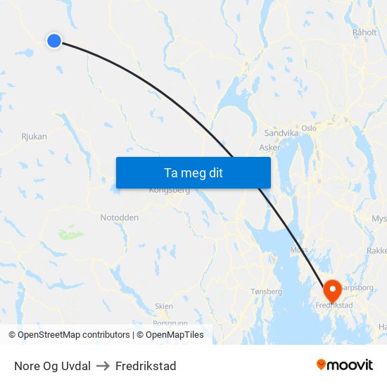 Nore Og Uvdal to Fredrikstad map