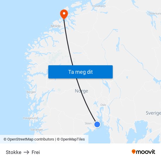 Stokke to Frei map