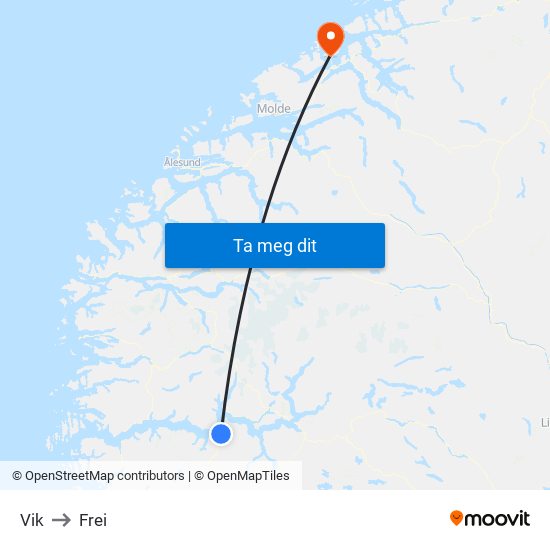 Vik to Frei map