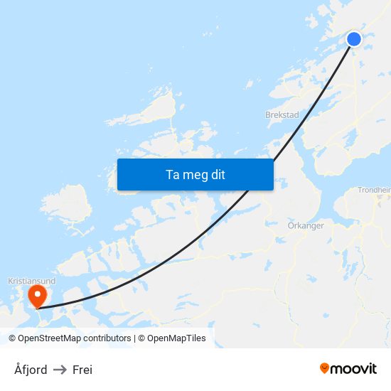 Åfjord to Frei map