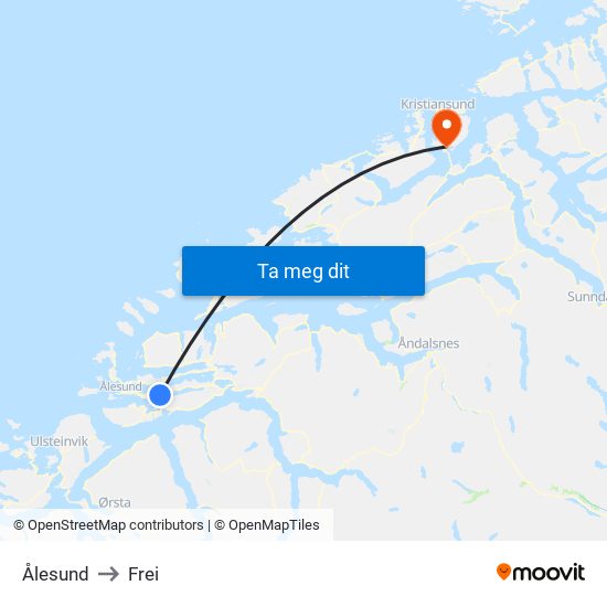 Ålesund to Frei map