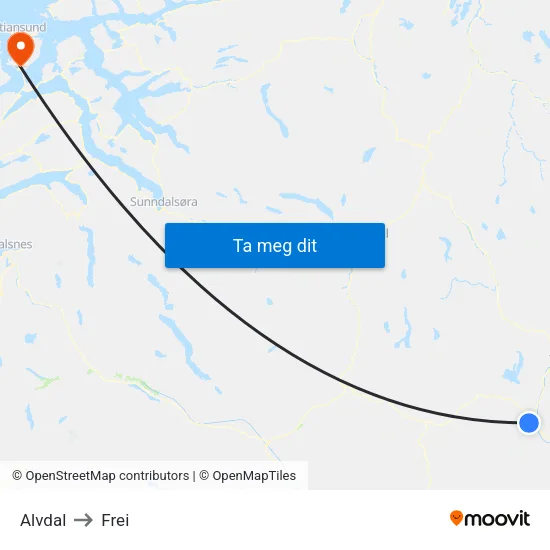 Alvdal to Frei map