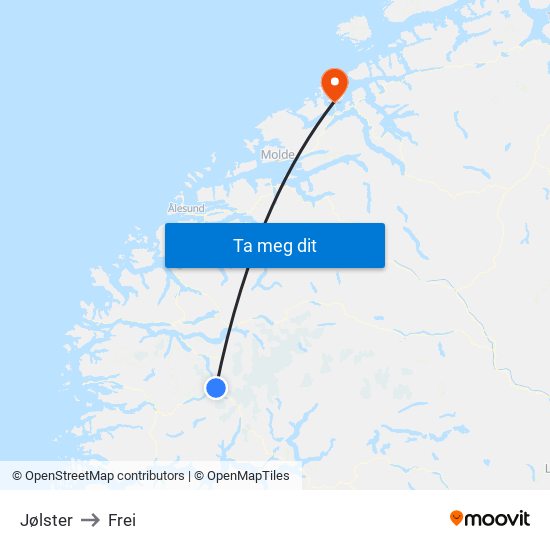 Jølster to Frei map