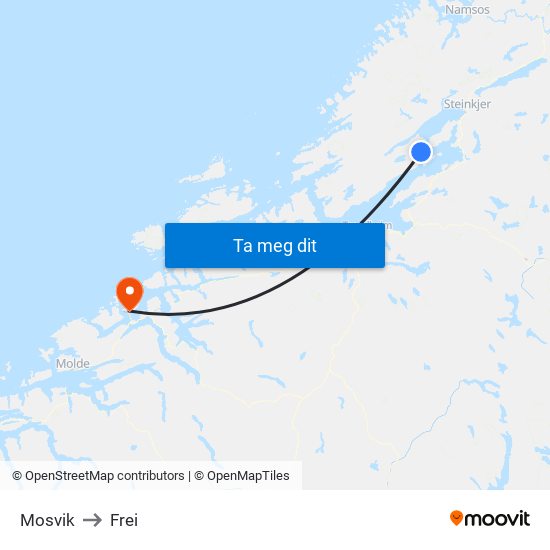 Mosvik to Frei map