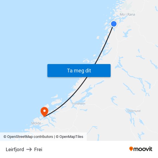 Leirfjord to Frei map