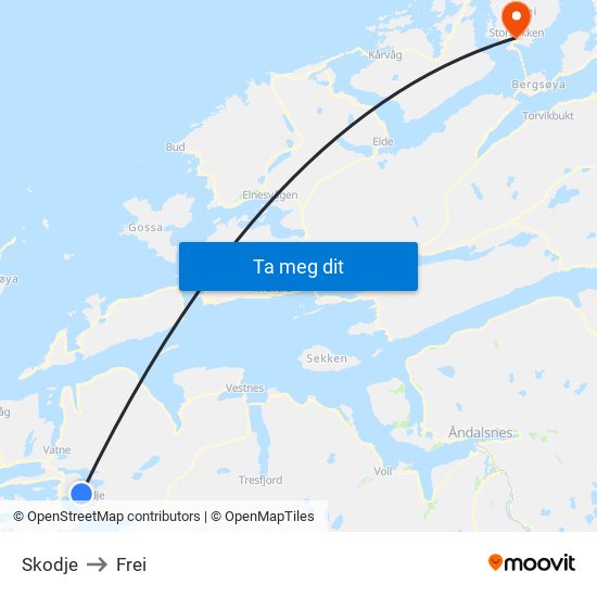 Skodje to Frei map