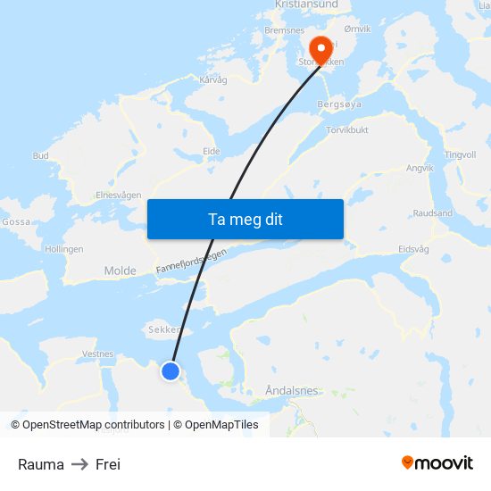Rauma to Frei map