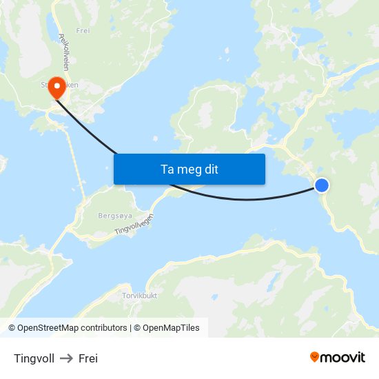 Tingvoll to Frei map
