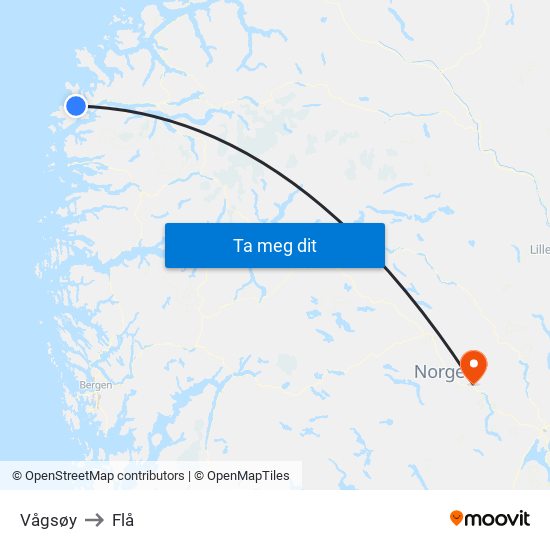 Vågsøy to Flå map