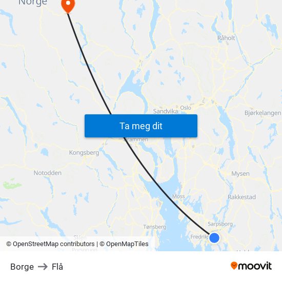 Borge to Flå map