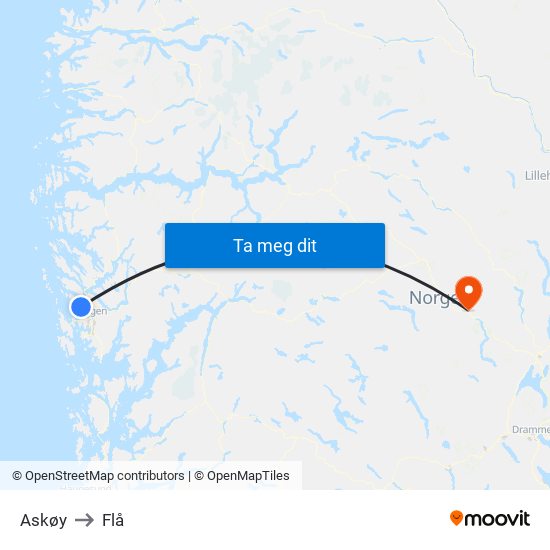Askøy to Flå map