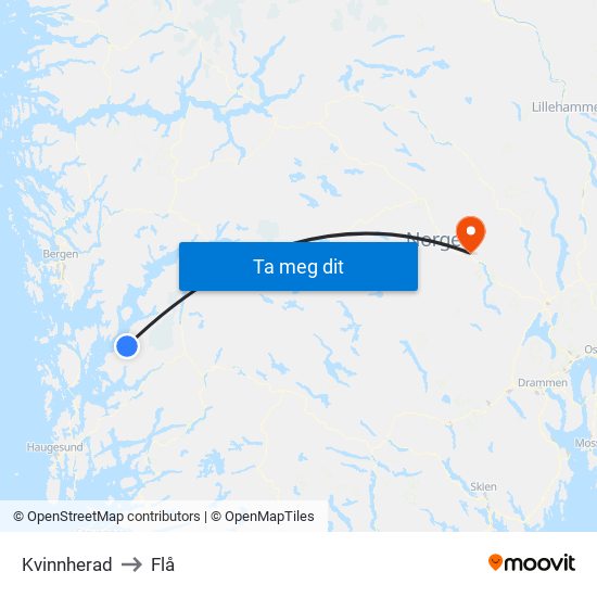 Kvinnherad to Flå map