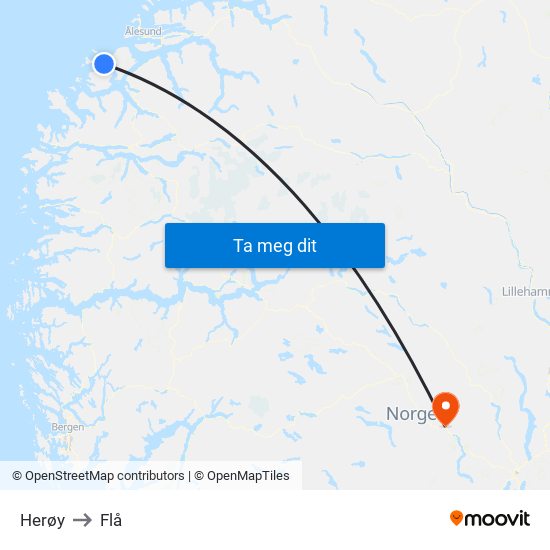 Herøy to Flå map