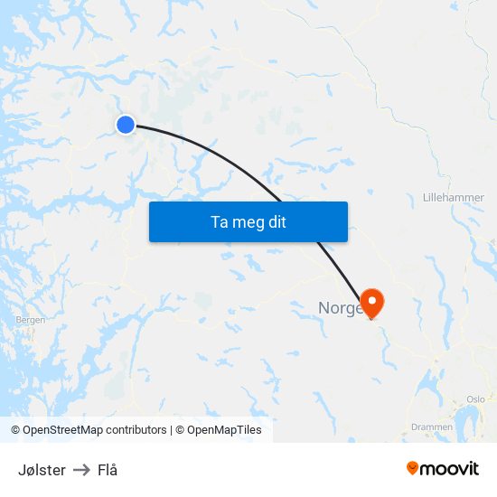 Jølster to Flå map