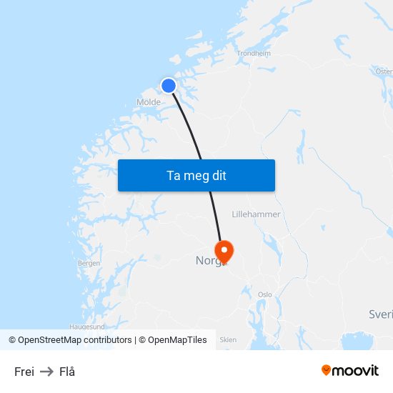 Frei to Flå map