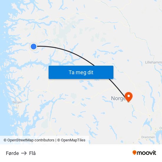 Førde to Flå map