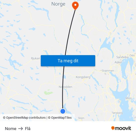 Nome to Flå map