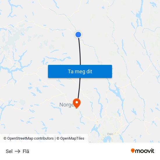 Sel to Flå map
