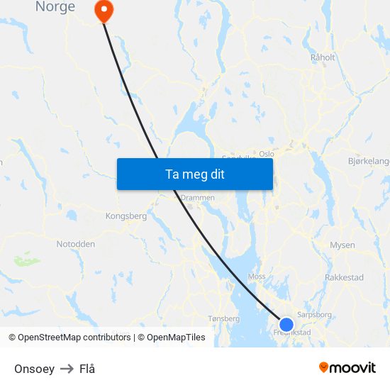 Onsoey to Flå map